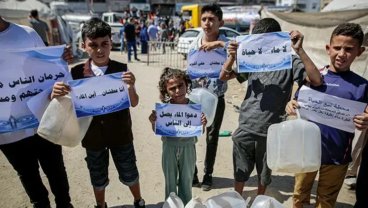 ガザで水危機への抗議デモ、イスラエルの制限で深刻化